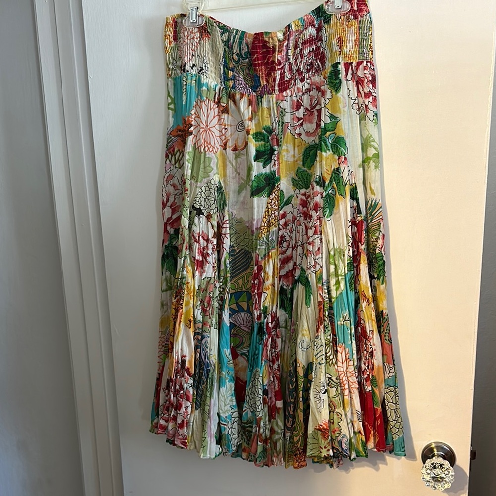 100% cotton Floral Multicolor Pleated Skirt